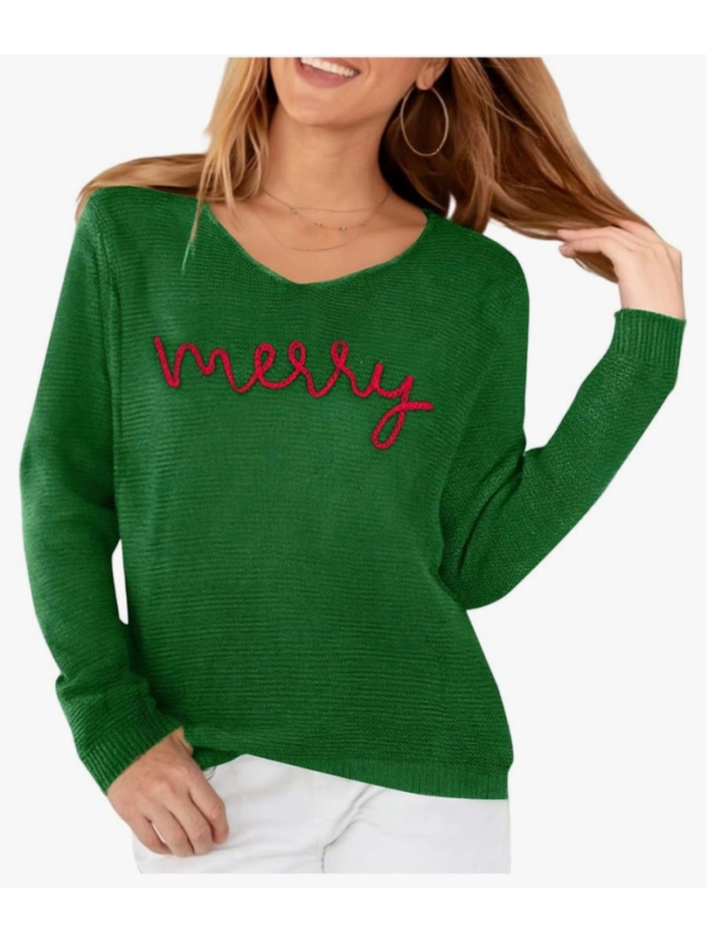 Women's Unbranded Green Merry Christmas Sweater Size L